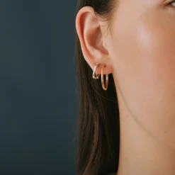 Thin Hoop Earrings In Vermeil, 21Mm