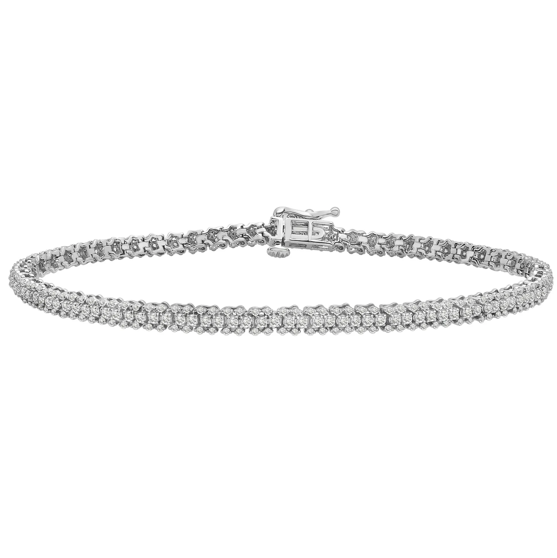 Three-Row Diamond Bracelet In 10K White Gold (2 Ct. Tw.)