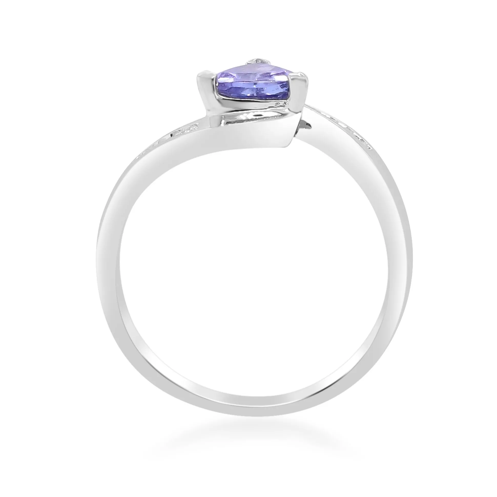 Trillion-Shaped Tanzanite Ring With Diamond Accents In Sterling Silver