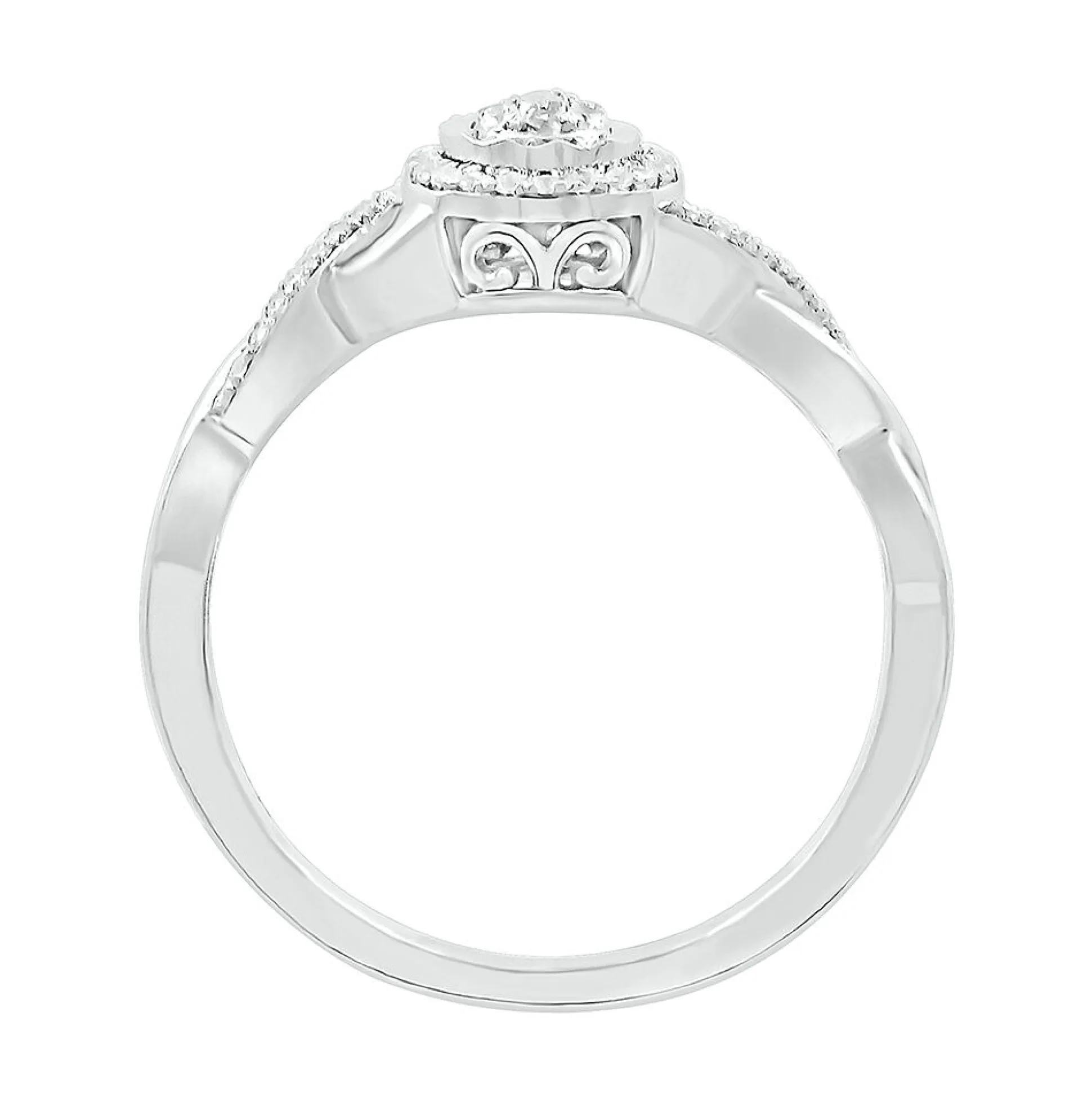Twist Band Promise Ring With Diamond Halo In Sterling Silver (1/8 Ct. Tw.)