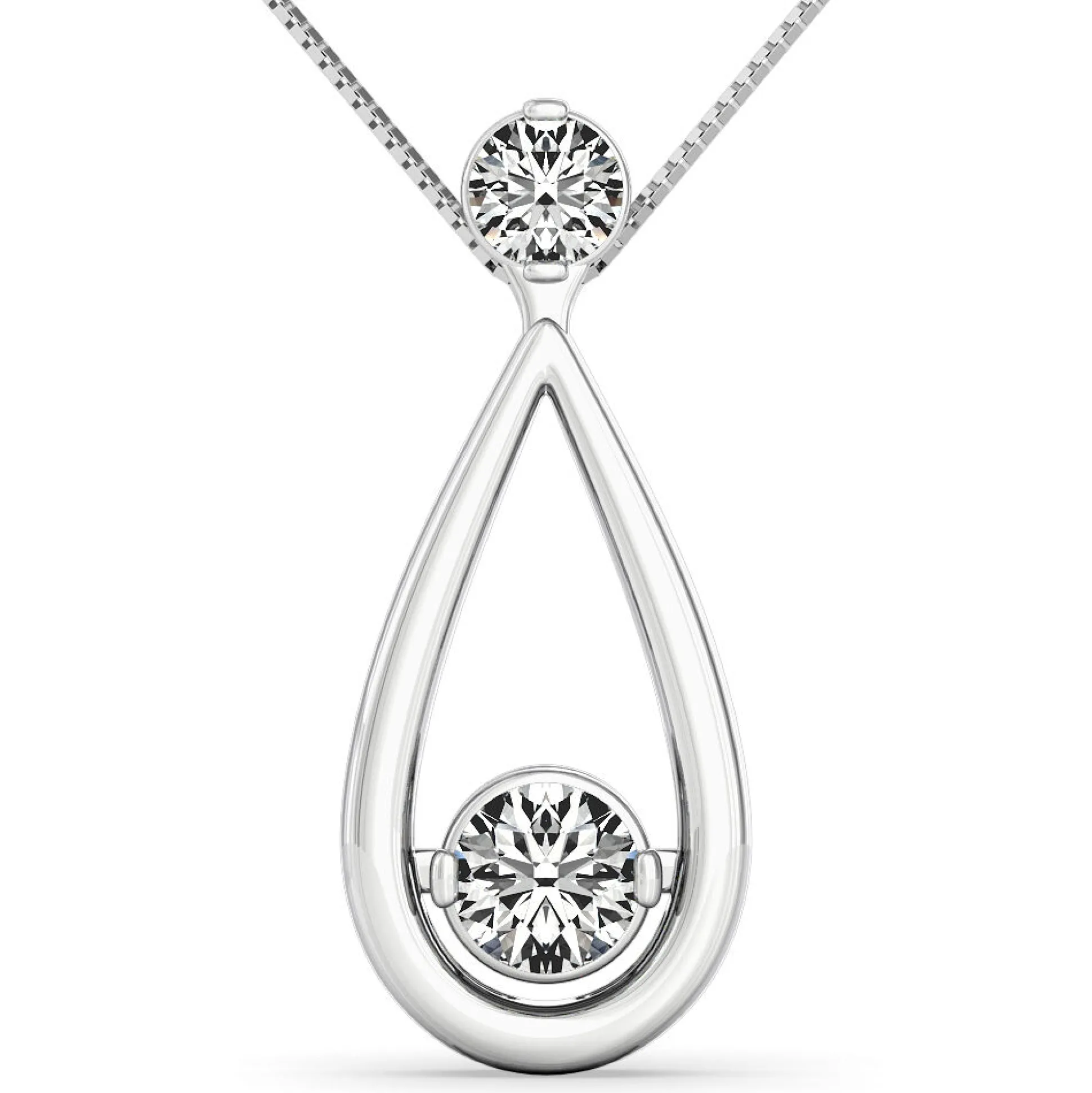 Two-Stone Diamond Necklace In 14K White Gold (1/3 Ct. Tw.)