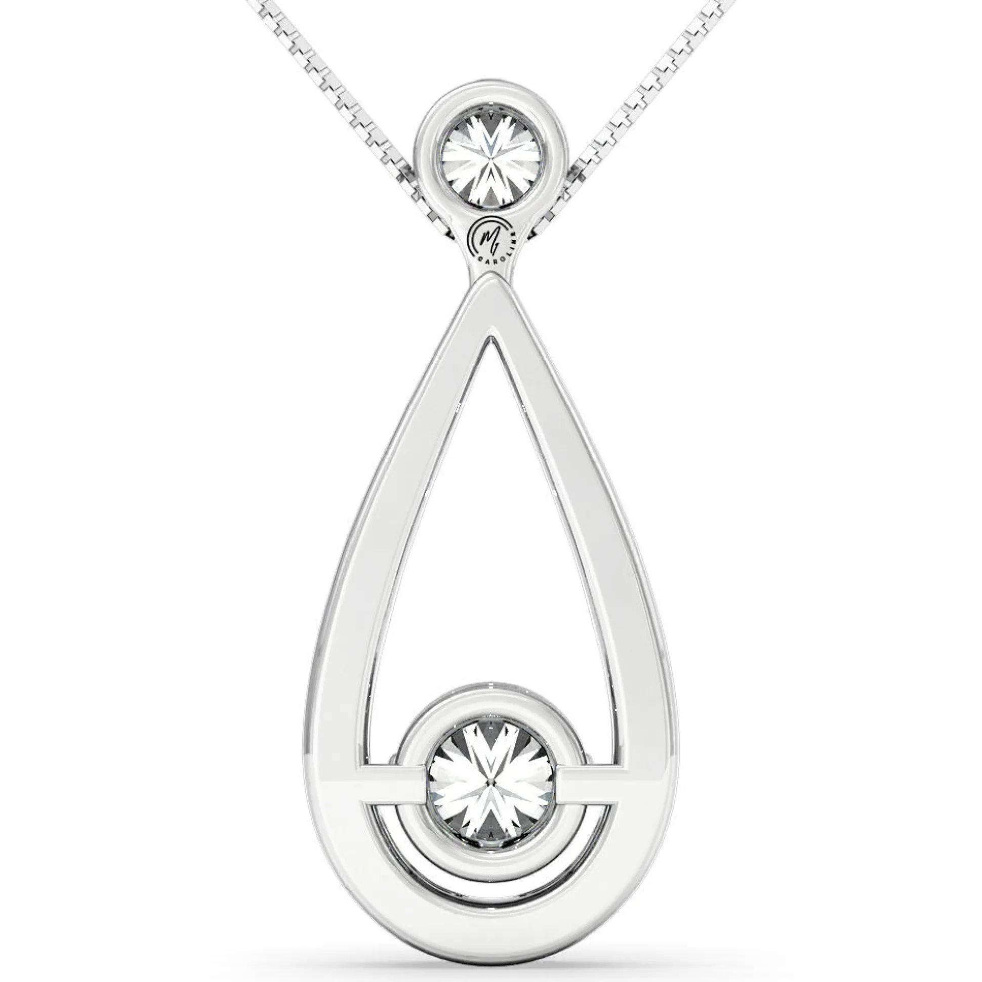 Two-Stone Diamond Necklace In 14K White Gold (1/3 Ct. Tw.)