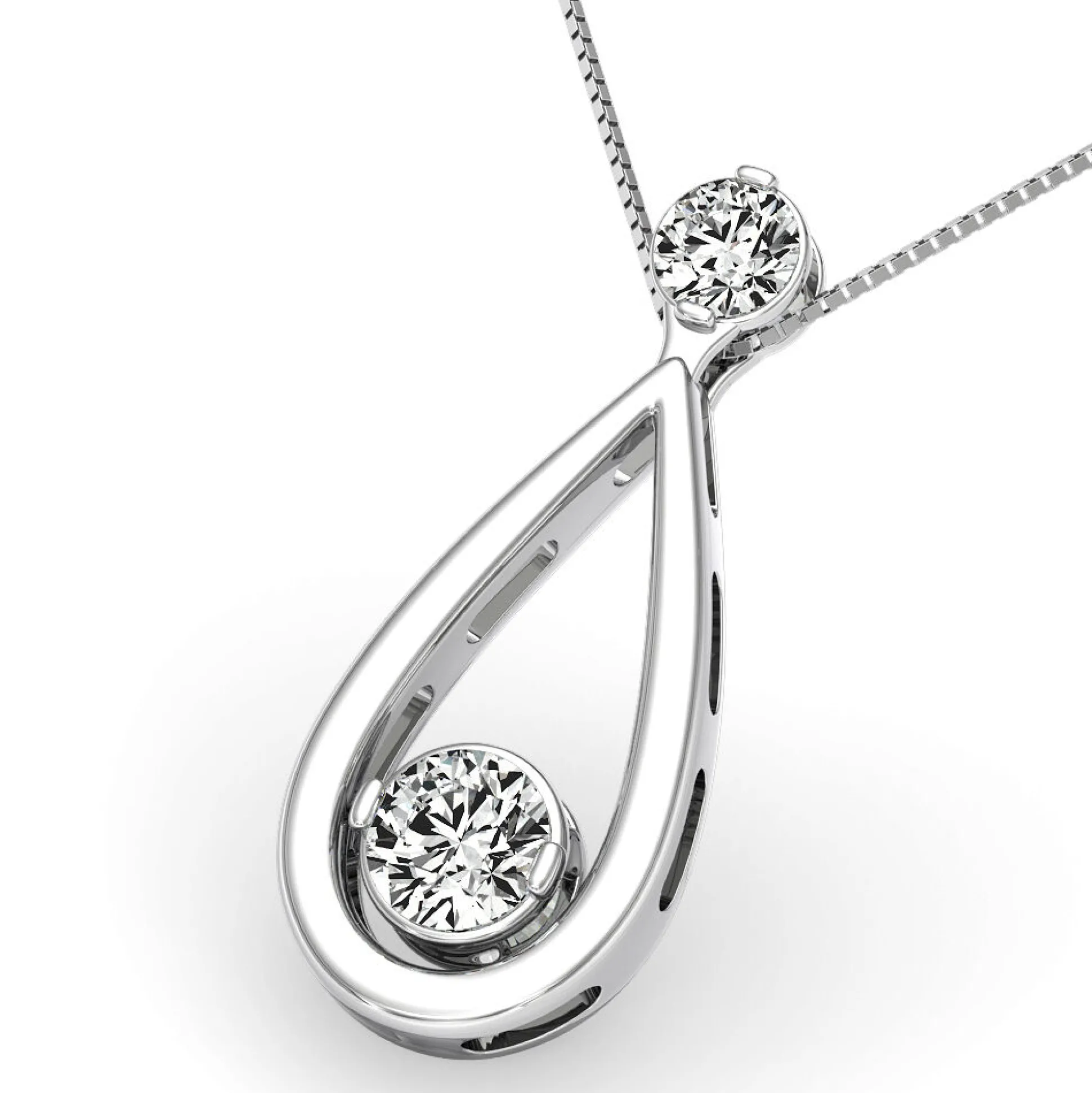 Two-Stone Diamond Necklace In 14K White Gold (1/3 Ct. Tw.)