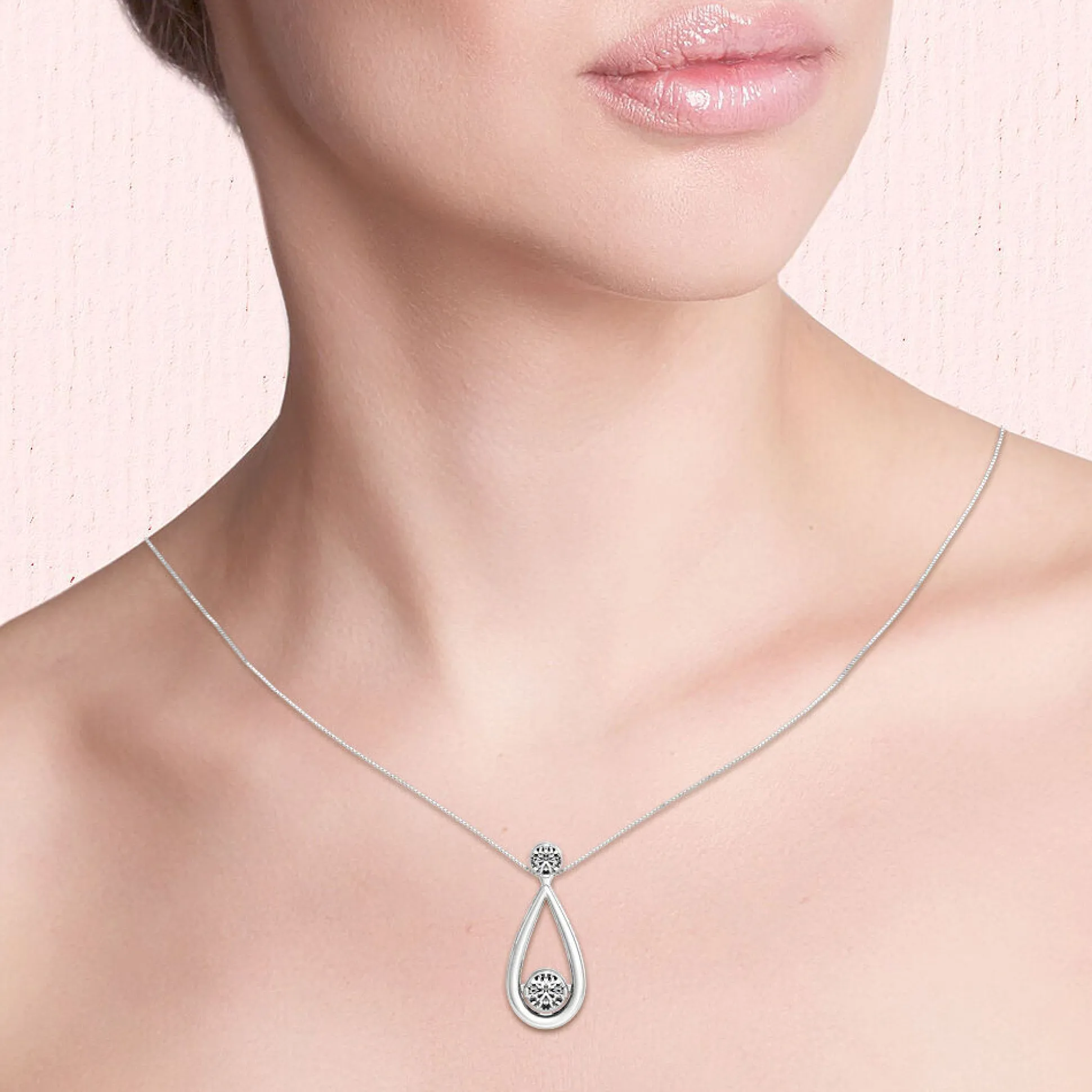 Two-Stone Diamond Necklace In 14K White Gold (1/3 Ct. Tw.)