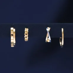Two-Tone Huggie Hoop 'X' Earrings In Sterling Silver And Vermeil 13Mm
