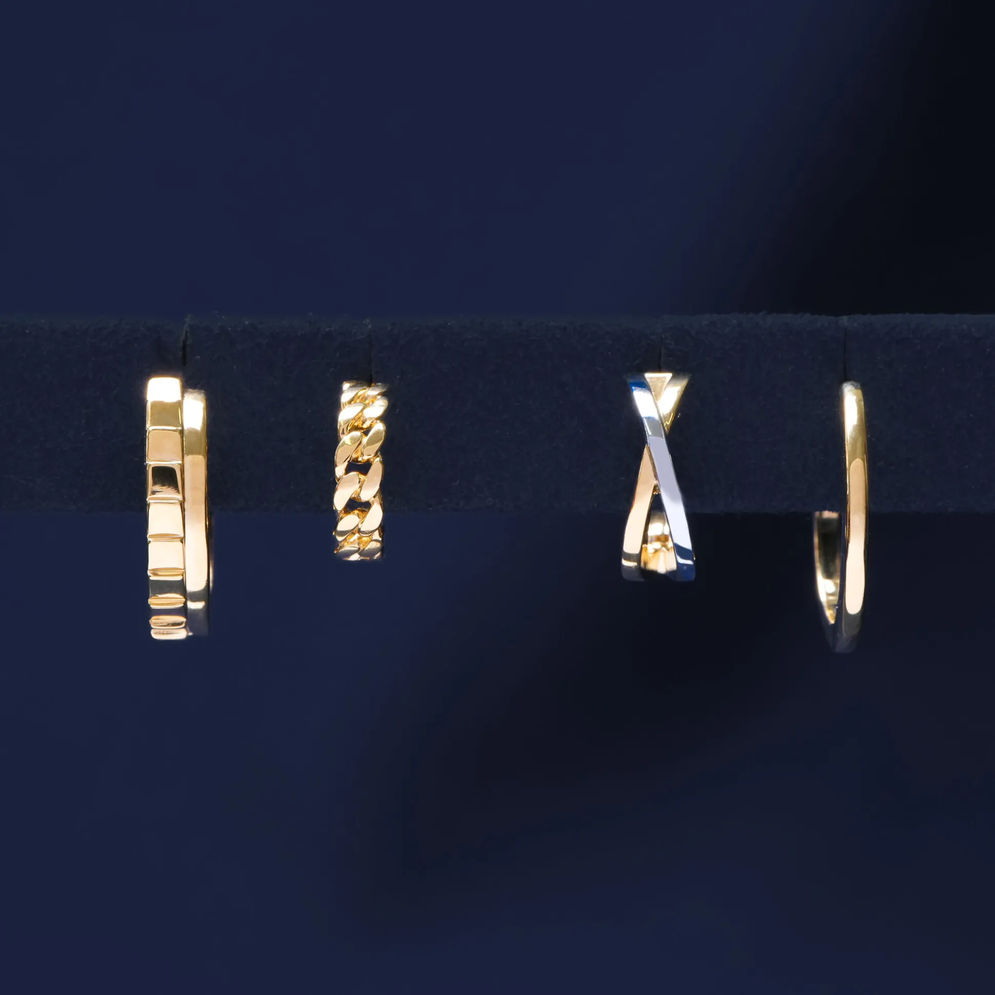 Two-Tone Huggie Hoop 'X' Earrings In Sterling Silver And Vermeil 13Mm