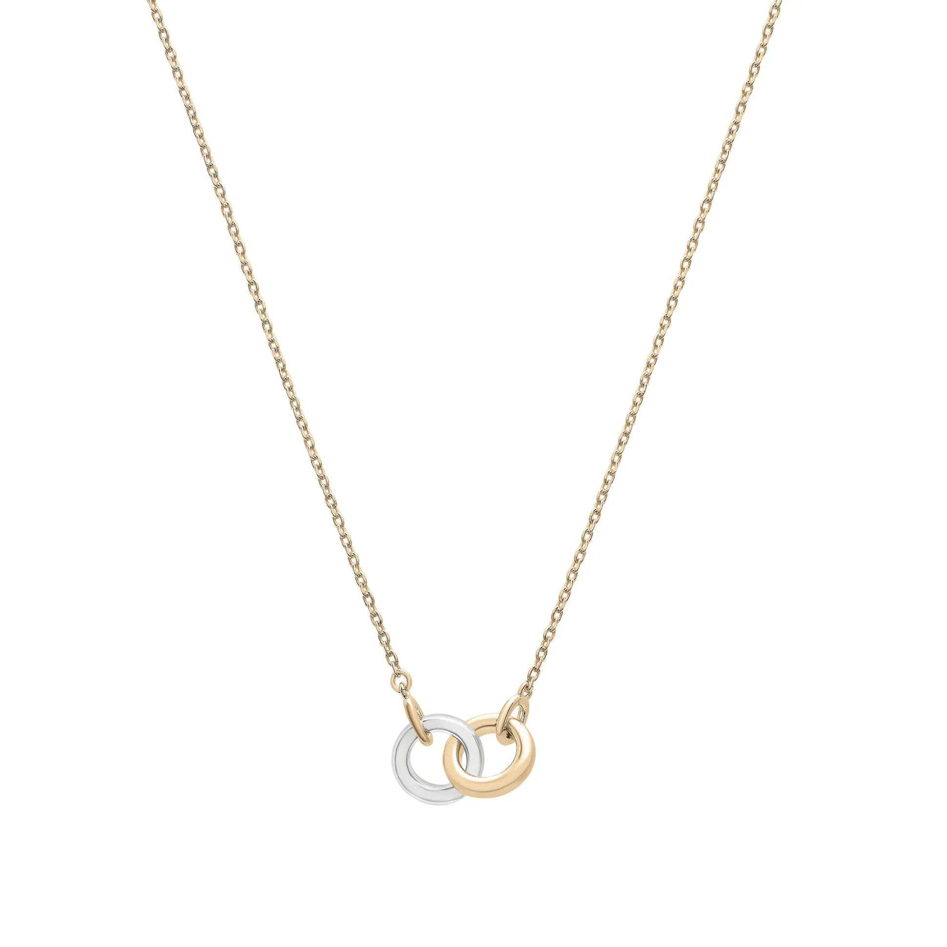 Two-Tone Linked Circle Necklace In Vermeil