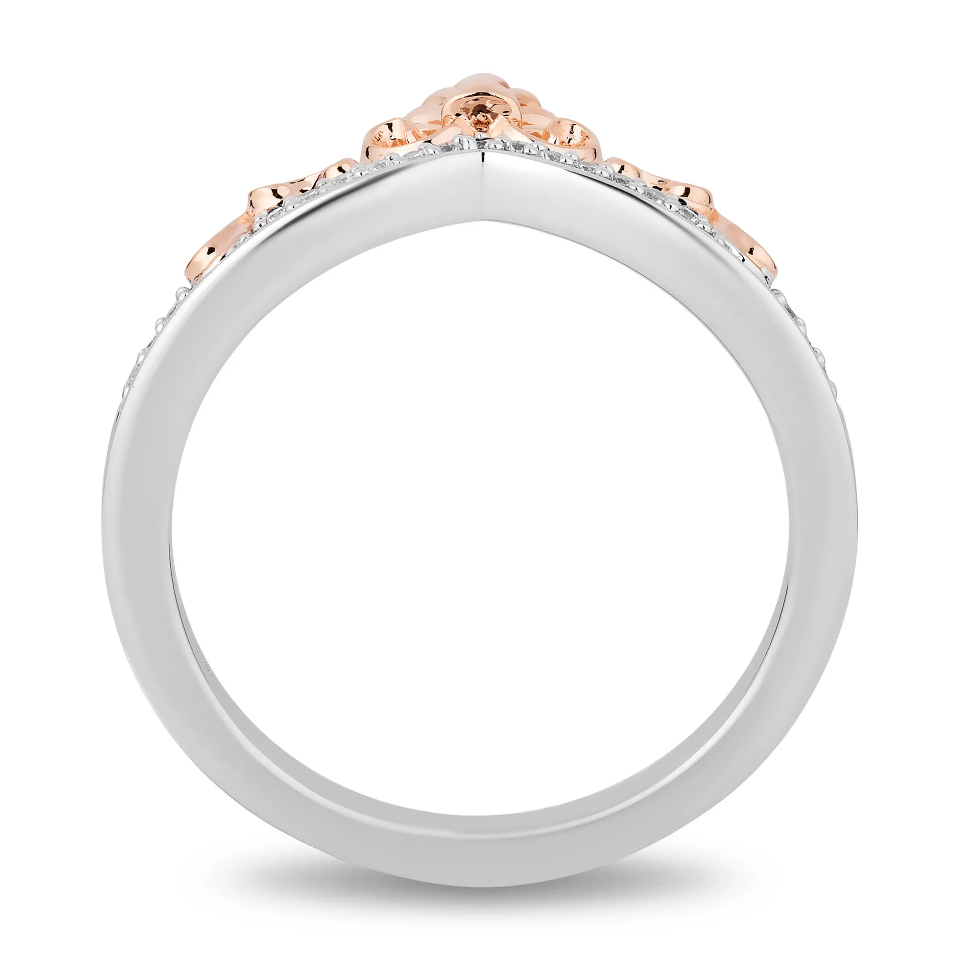 Ursula And Ariel Stack Band Set In Sterling Silver And 10K Rose Gold (1/6 Ct. Tw.)