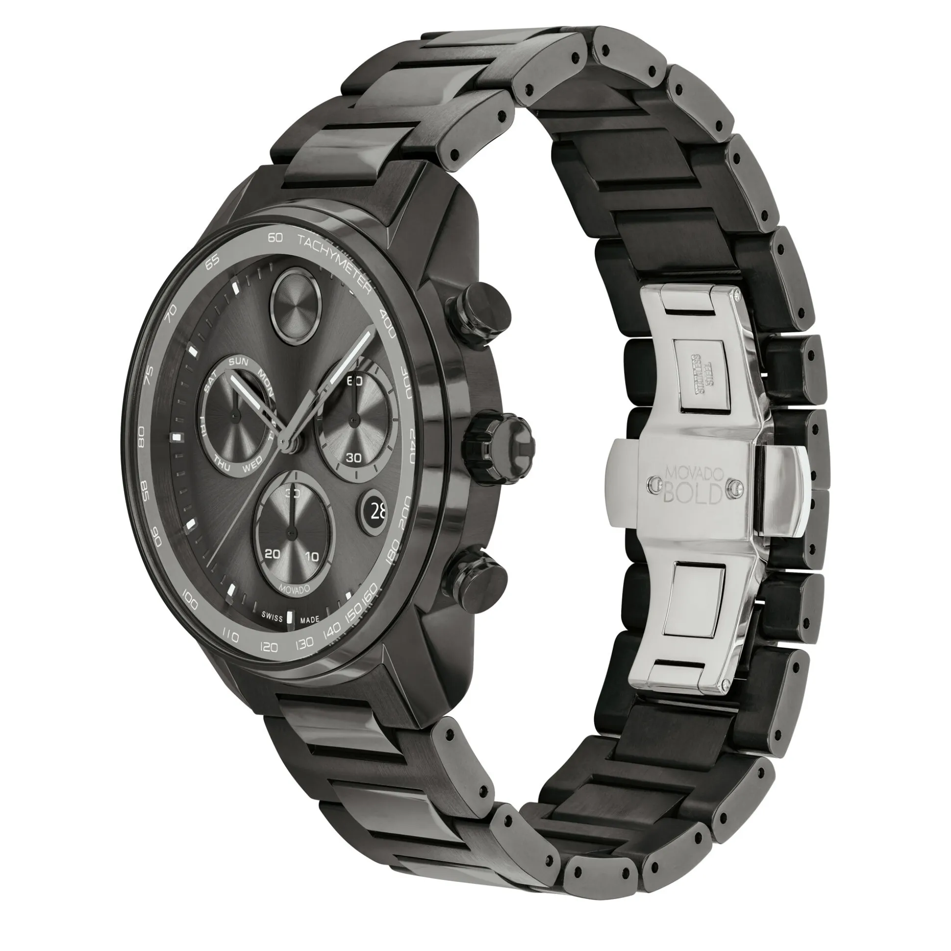 Verso Men's Watch In Gunmetal Ion-Plated Stainless Steel, 44Mm
