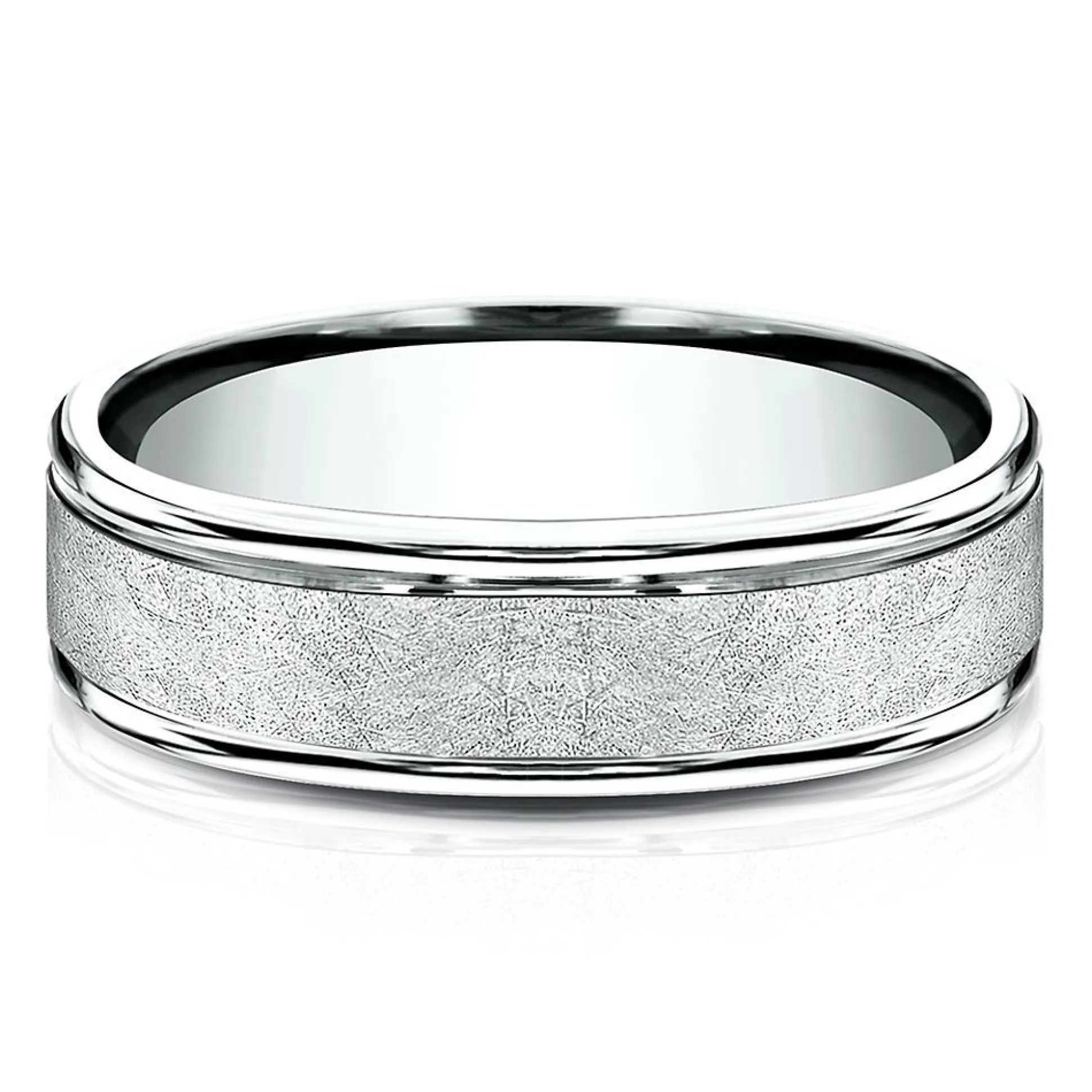 Wedding Band In 10K White Gold, 6Mm