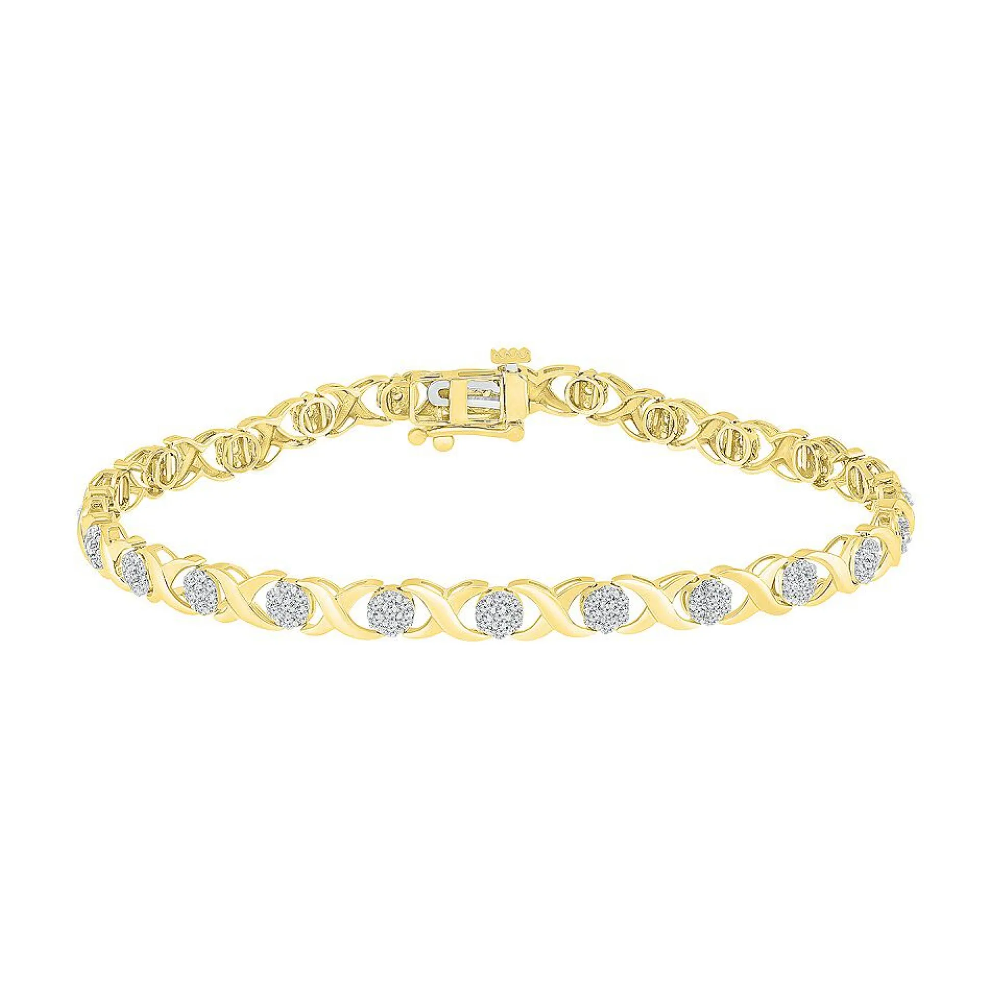 Xo Diamond Cluster Bracelet In 10K Yellow Gold (1 Ct. Tw.)