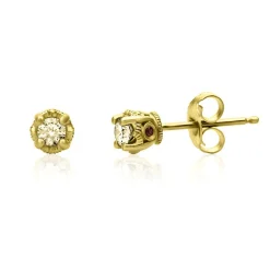 Yellow Diamond & Garnet Stud Earrings In